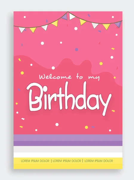 Design de cartão de convite para festa de aniversário . — Vetor de Stock