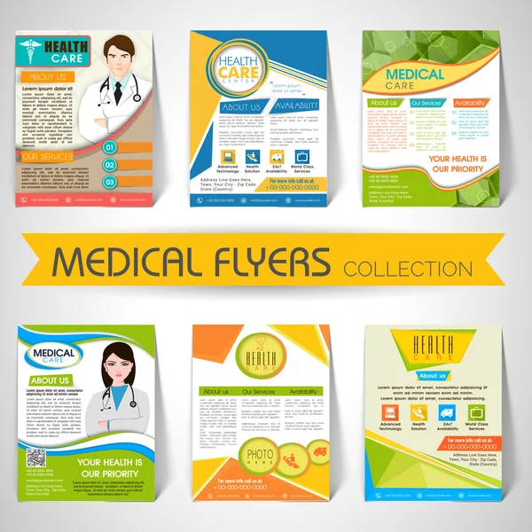 Collectie van medische Flyers, sjablonen en Banners. — Stockvector