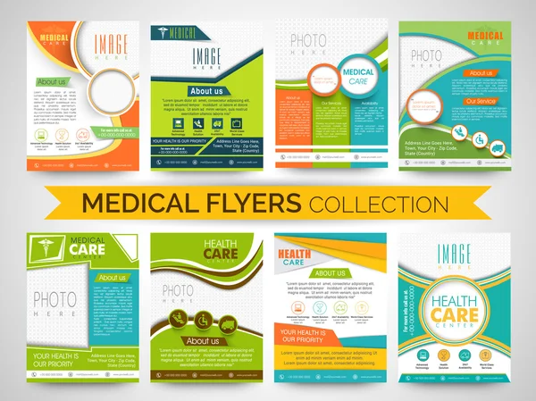 Stylish Medical Flyers, Templates or Brochures collection. — Stock Vector