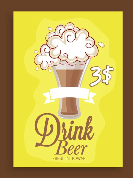Diseño de tarjeta de menú para bar de cerveza . — Vector de stock