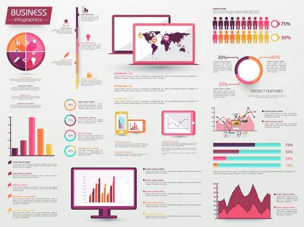 Gran conjunto de elementos de Business Infographic . — Vector de stock