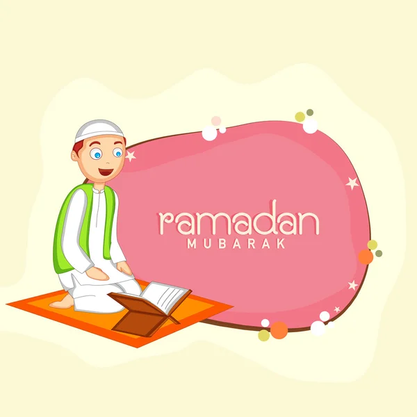 Menino bonito para o mês sagrado Ramadan Kareem celebração . — Vetor de Stock