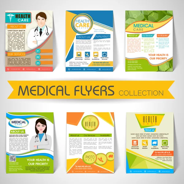 Coleção de folhetos médicos, modelos e banners . — Vetor de Stock