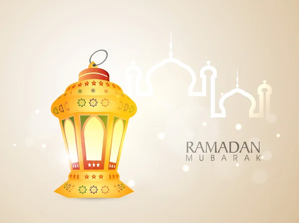 Ramazan Kareem kutlama ile Arapça fener. — Stok Vektör