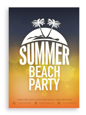 Yaz plaj partisi için davetiye kartı.