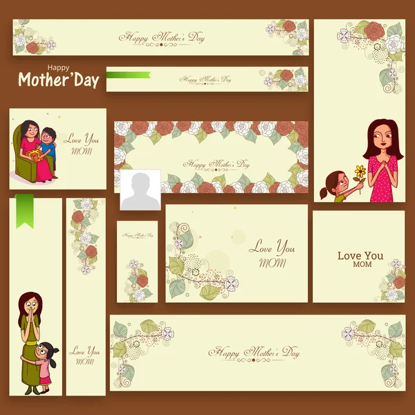 Anuncios de redes sociales o encabezado para la celebración del Día de la Madre . — Vector de stock