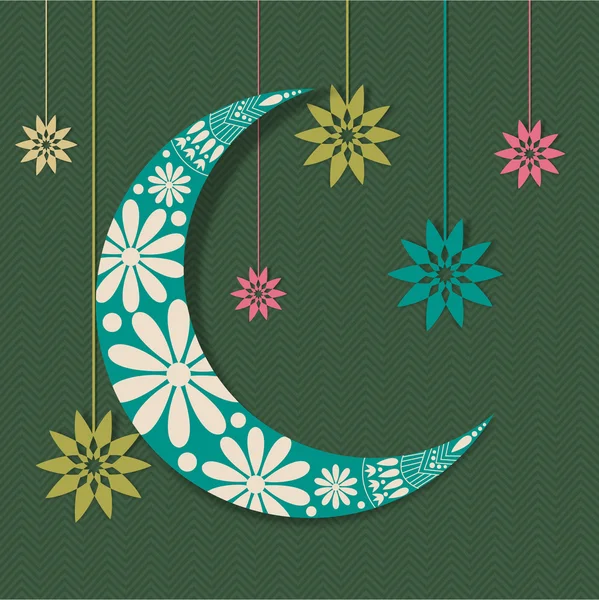 Luna creciente floral para la celebración del Ramadán Kareem . — Vector de stock