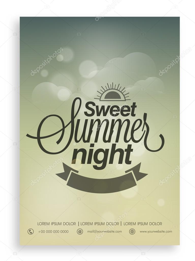 Template, banner or flyer design for summer night.