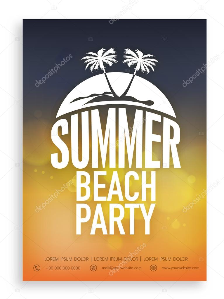 Invitation card for summer beach party.