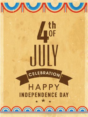 Vinatge davetiye Amerikan Bağımsızlık günü celebratio için