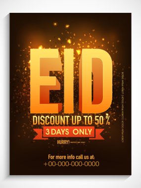 Satılık poster, afiş veya Eid Mubarak kutlama el ilanı.