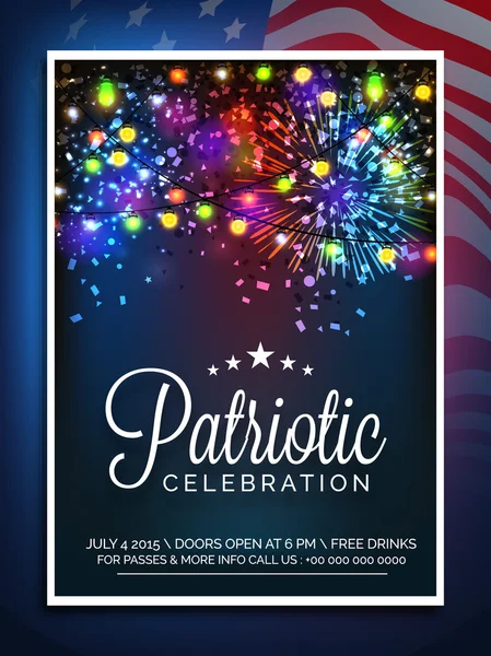 Invitation card for American Independence Day celebration. — Stock Vector