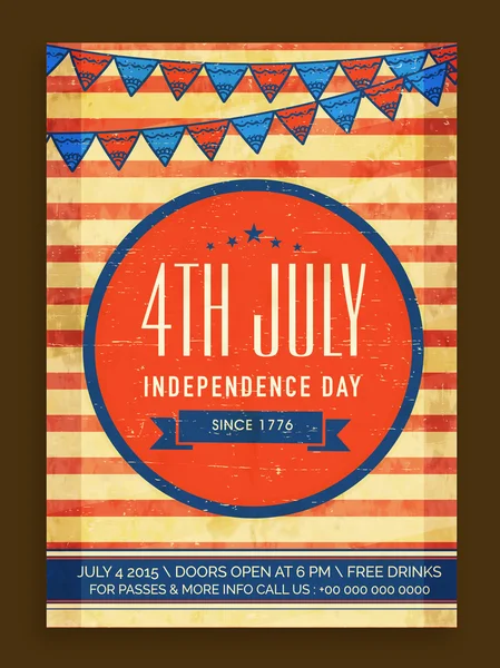 Vintage προσκλητήριο για την αμερικανική Ημέρα ανεξαρτησίας celebratio — Διανυσματικό Αρχείο