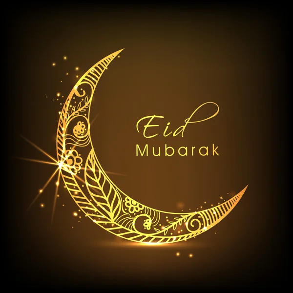 Eid mubarak Feier mit goldenem Mond. — Stockvektor