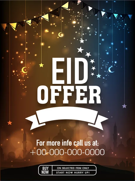 Cartaz bonito, banner ou panfleto para Eid oferta . — Vetor de Stock