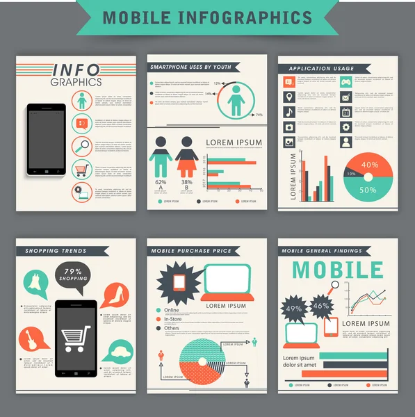 Mobile infographic template set. — Stock Vector