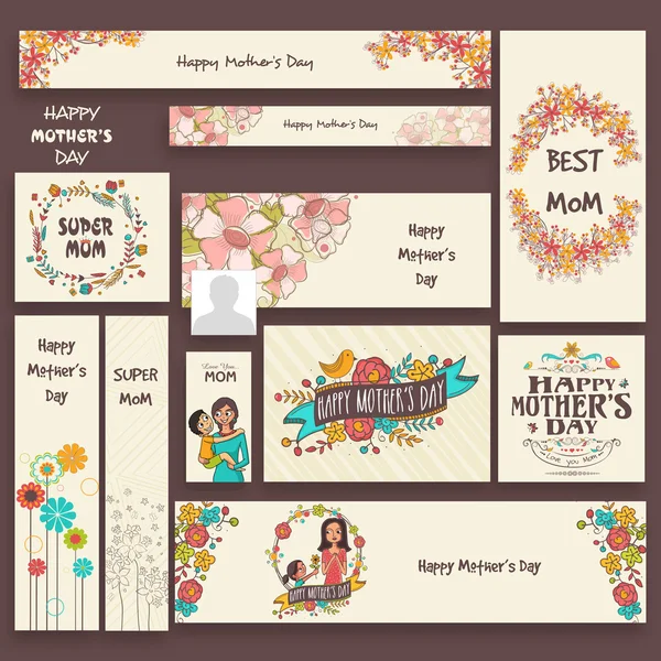 Mídia social adiciona ou banner para o Dia das Mães . — Vetor de Stock
