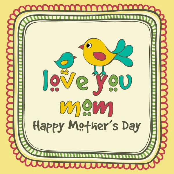 Happy Mother's Day celebration with cute bird. — Stock Vector