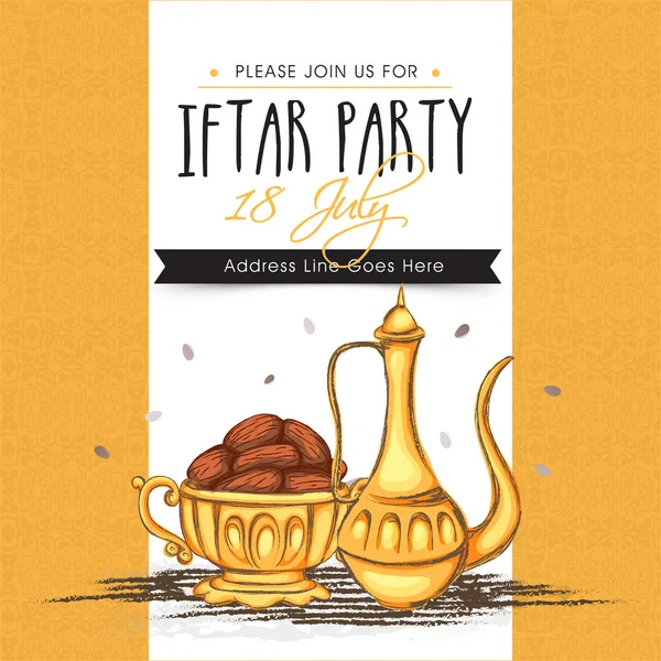 Tarjeta de invitación para la celebración del Ramadán Kareem Iftar Party . — Archivo Imágenes Vectoriales