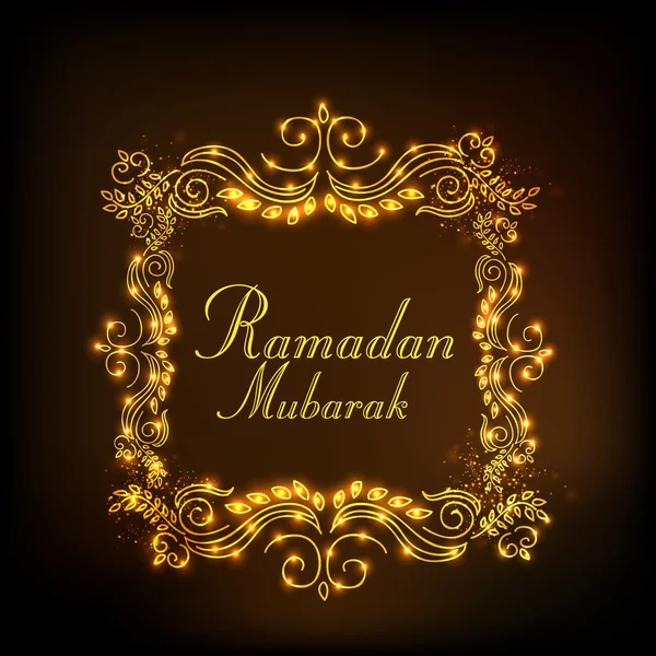 Gouden bloemen frame voor Ramadan Kareem viering. — Stockvector