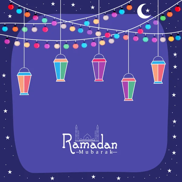 Kartkę z życzeniami z arabskiego latarnia na święto Ramadan Kareem. — Wektor stockowy