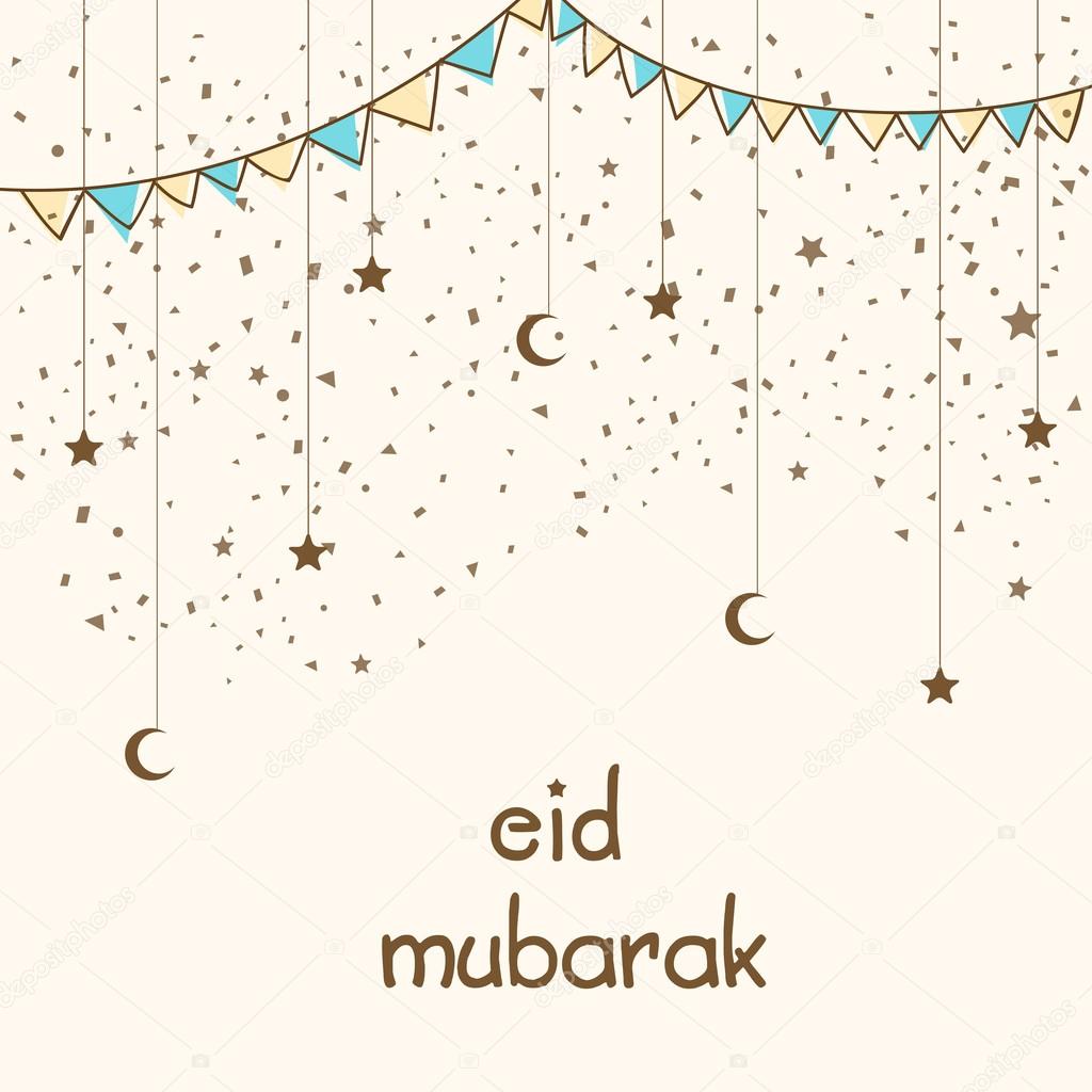 Greeting card design for Eid Mubarak celebration.