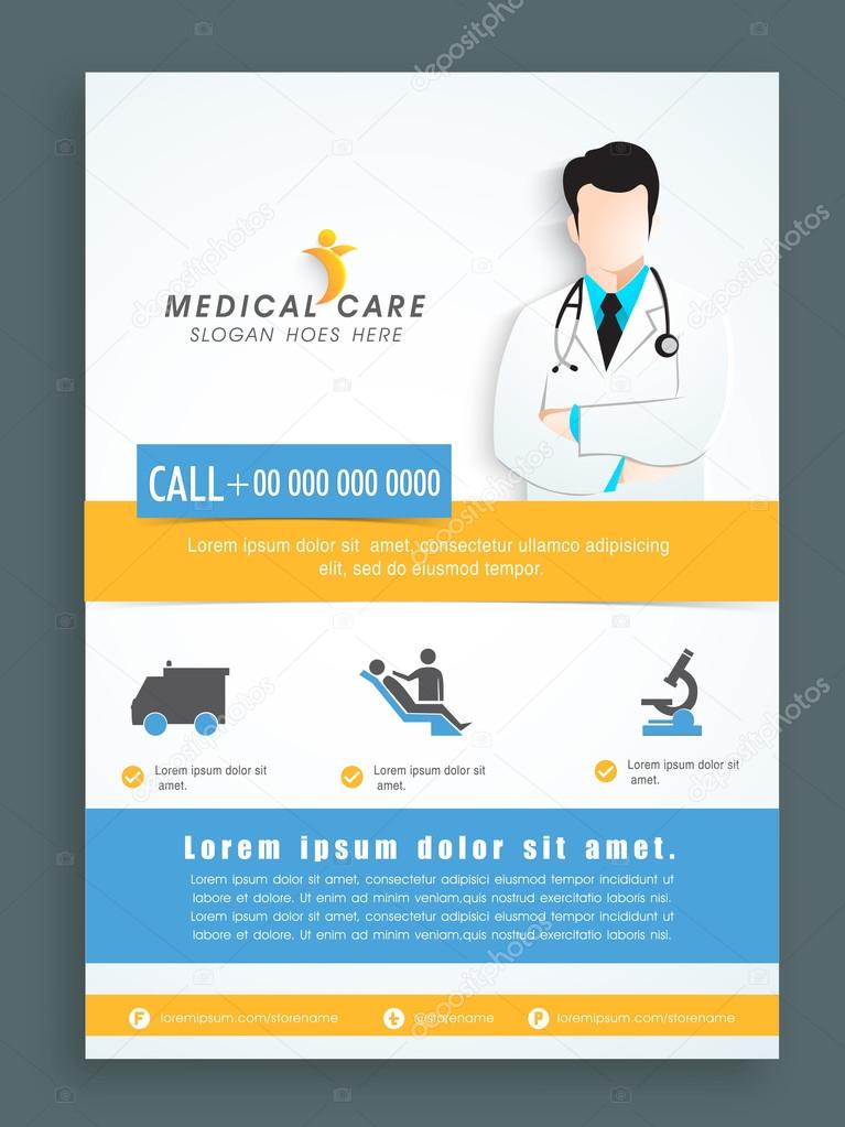 Template, brochure or flyer for medical care.