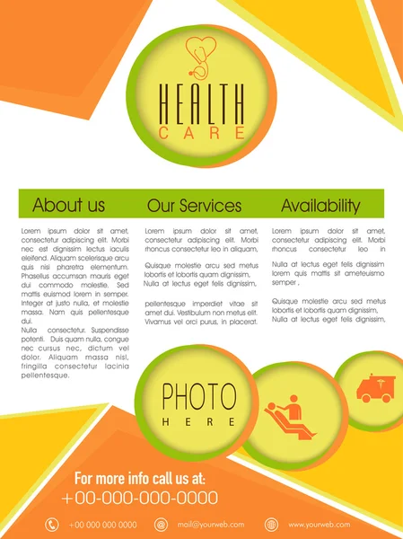 Modèle, brochure ou dépliant pour les soins de santé . — Image vectorielle