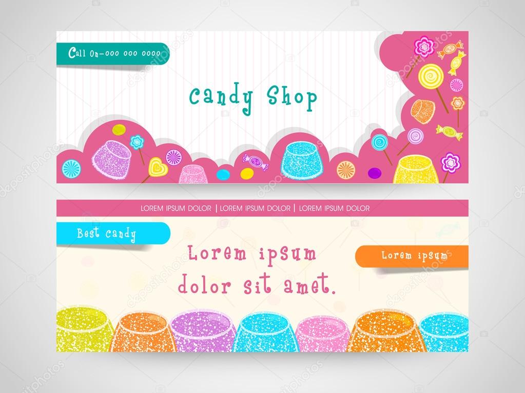 Website header or banner set for candy shop.