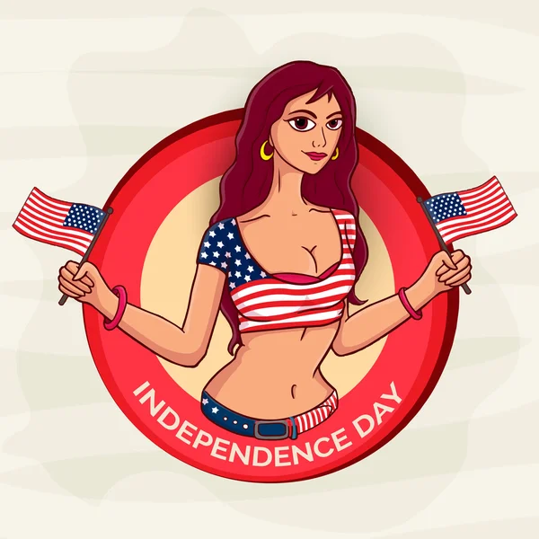 Amerikansk oberoende firandet med ung flicka. — Stock vektor