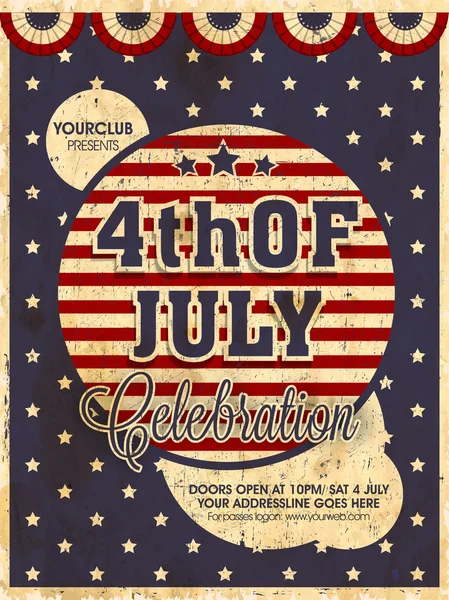 Vintage uitnodigingskaart voor Amerikaanse Independence Day celebratio — Stockvector