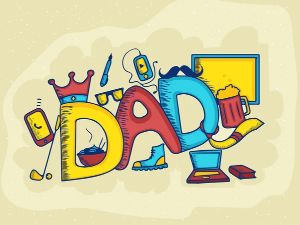 Texto colorido para la celebración del Día del Padre Feliz . — Vector de stock