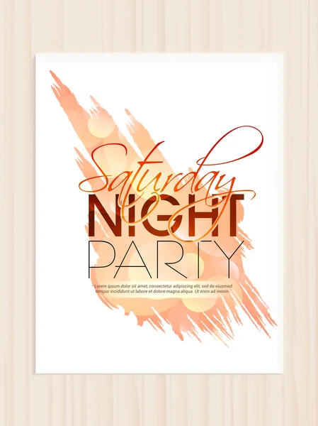 Invitation card for saturday night party. — Stock Vector