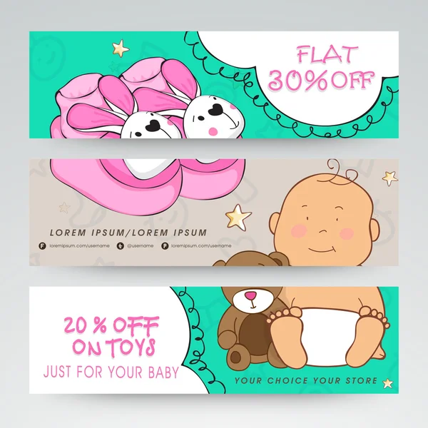 Kids shop sale web header or banner. — Stock Vector