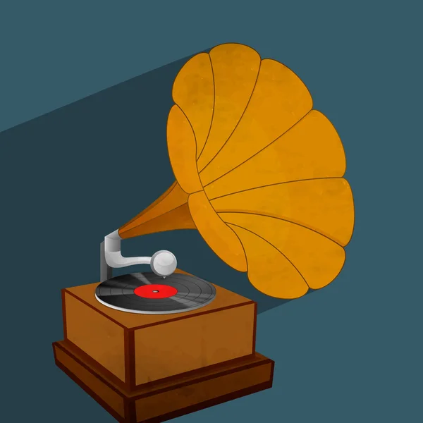 Vintage Gramophone with vinyl. — Stock Vector