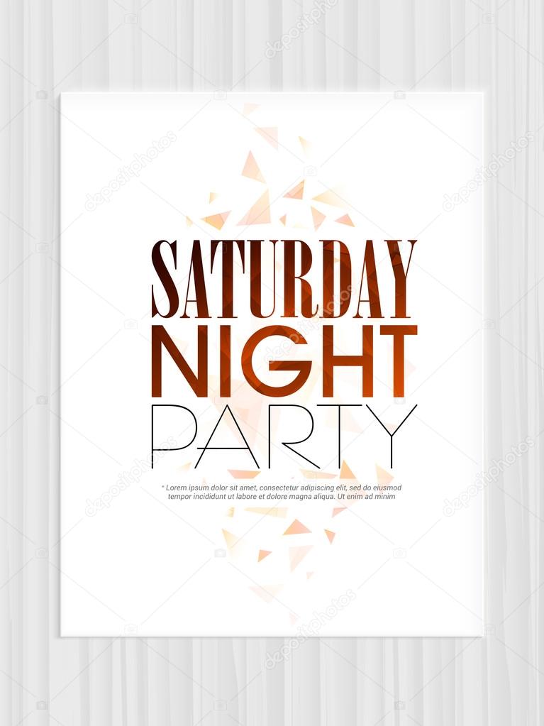 Template, brochure or flyer for saturday night party.