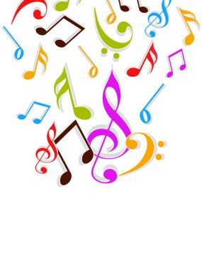 Renkli müzik notaları kavramı.