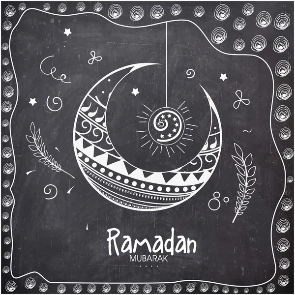 Luna crescente floreale per la celebrazione del Ramadan Kareem . — Vettoriale Stock