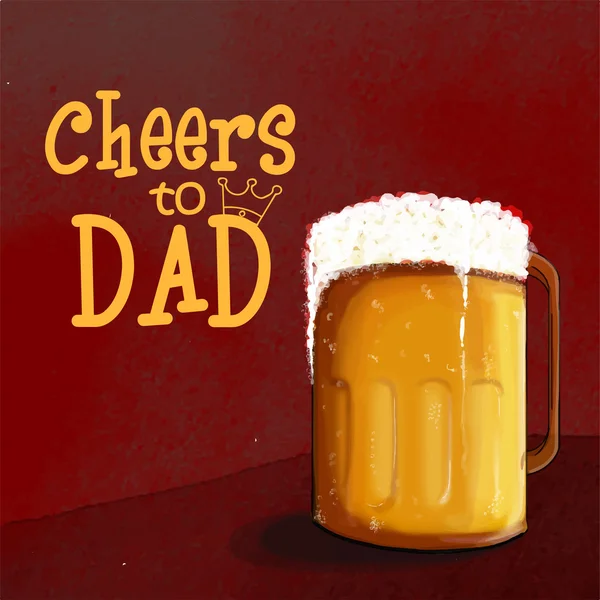 Ευτυχής ημέρα του πατέρα γιορτή με μπίρα. — Διανυσματικό Αρχείο