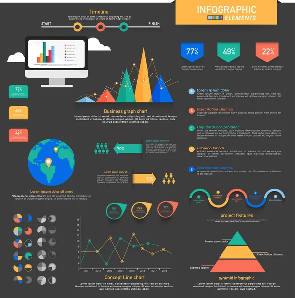 Gran conjunto de varios elementos infográficos bullicio . — Vector de stock