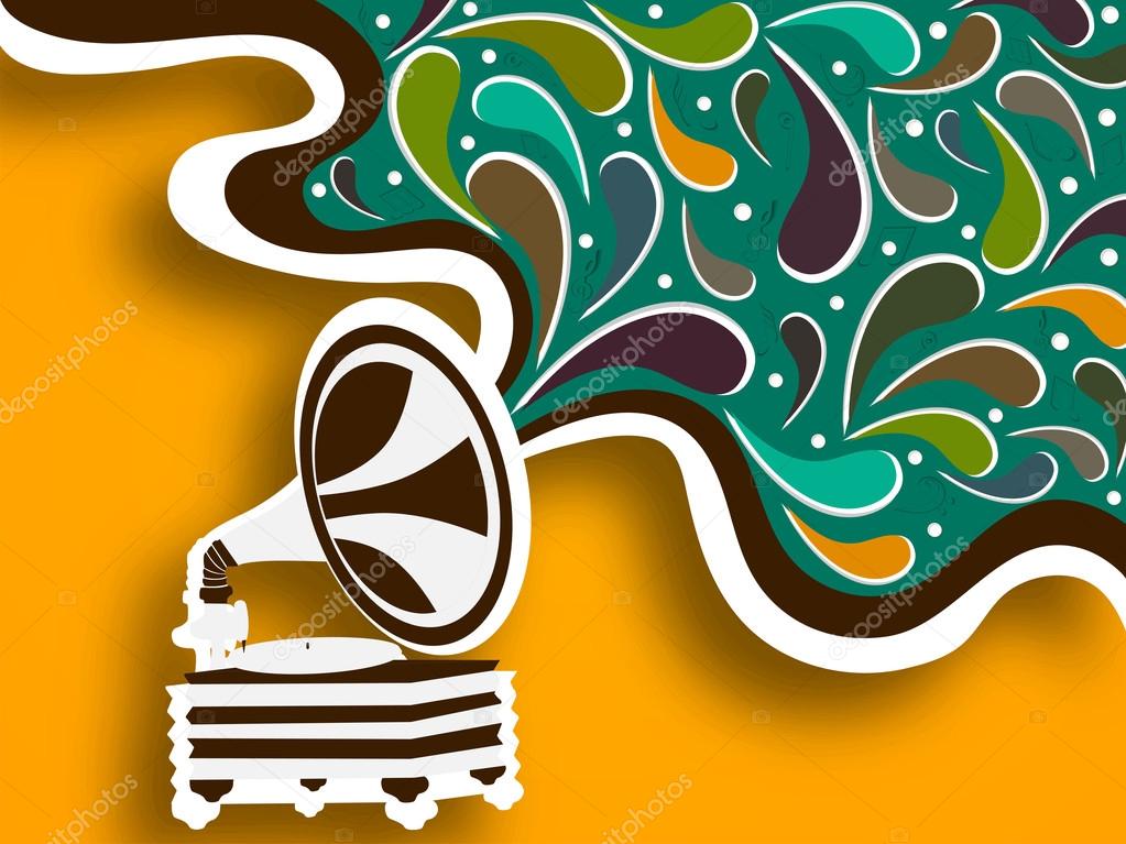 Concept of Retro musical gramophone.