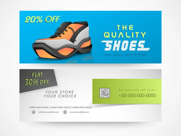 Concept of shoe sale header or banner. — Stock Vector