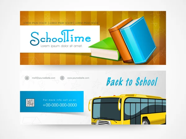 Back to school web header or banner set. — Stock Vector