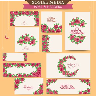 Çiçek sosyal medya mesaj ve üstbilgi bayram kutlama için ayarla.