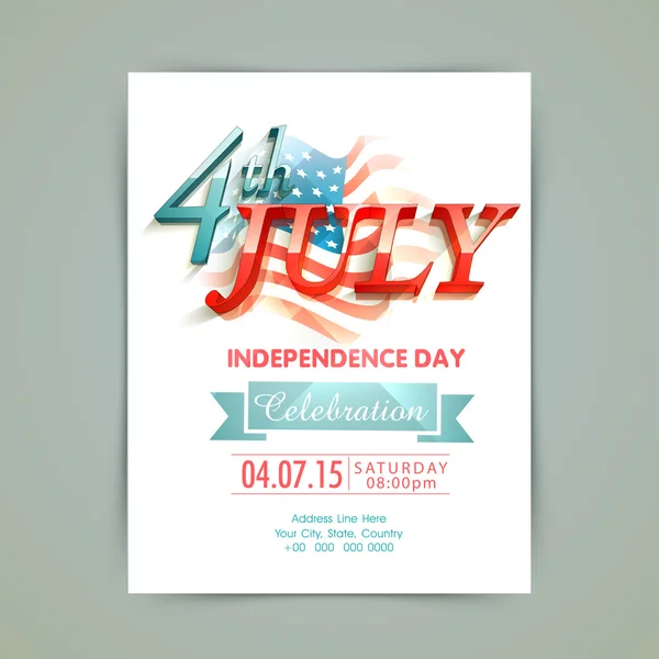 Tarjeta de invitación del Día de la Independencia Americana . — Vector de stock