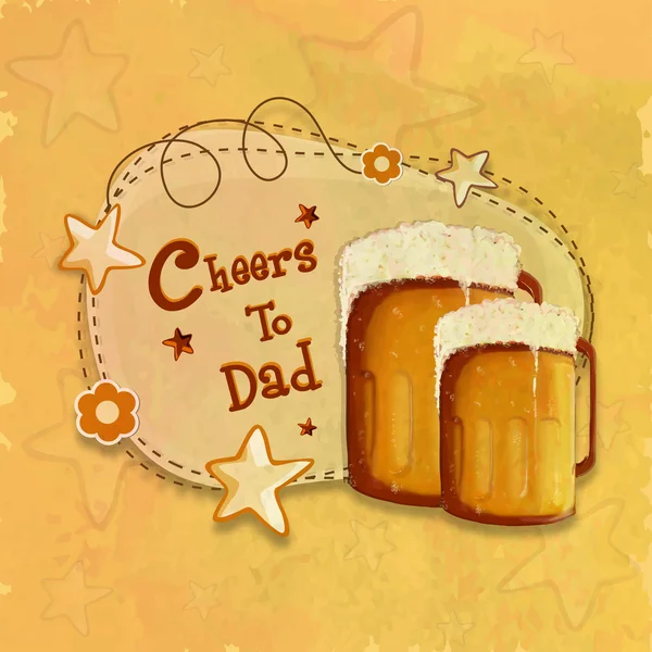 Wenskaart met bier voor Father's Day viering. — Stockvector