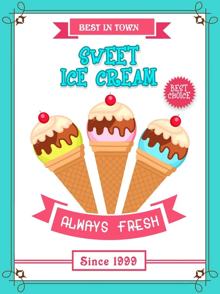 Menu card design for ice cream. — Stock Vector