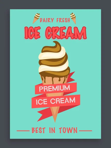 Template, flyer or banner design for ice cream. — Stock Vector