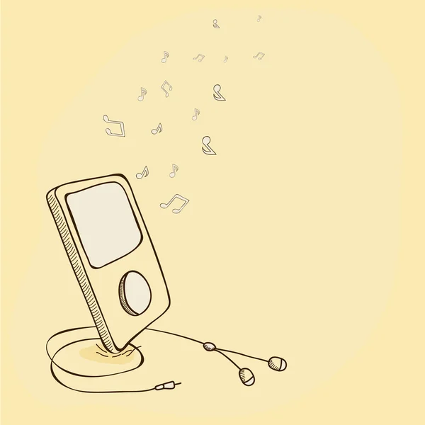 Creative Mp3 player with headphone. — Stock Vector