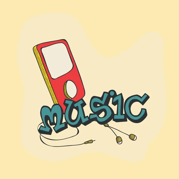 Lecteur mp3 coloré avec écouteur . — Image vectorielle